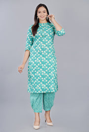 yellow ,pink,rama,grey kurti afghani pant set