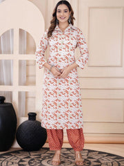 Women Floral Printed Regular Pure Cotton Kurta with Pyjamas & With Dupatta