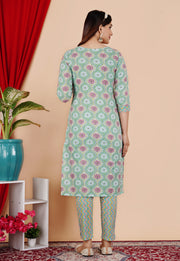 Teal,yellow kurti pant dupatta set