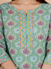 Teal,yellow kurti pant dupatta set