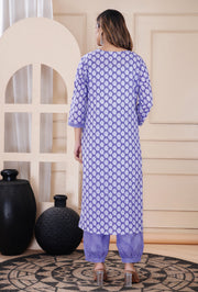 purple straight v-neck kurta