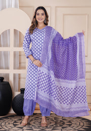 purple straight v-neck kurta