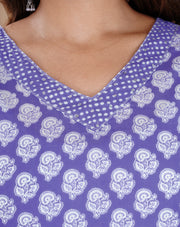 purple straight v-neck kurta