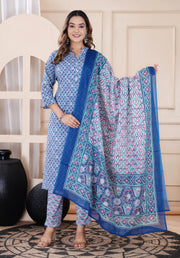 Blue collared neck kurti