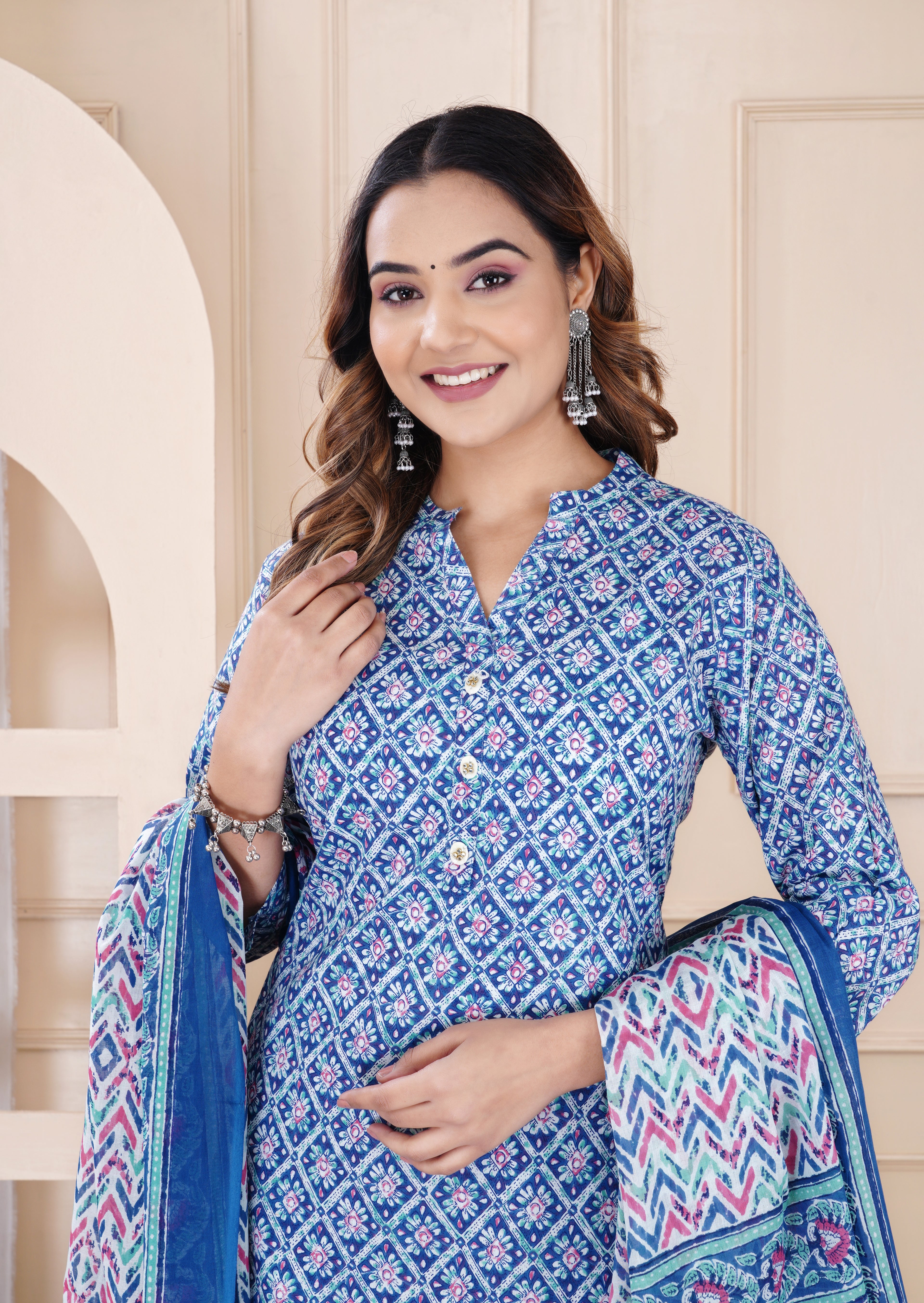 Blue collared neck kurti