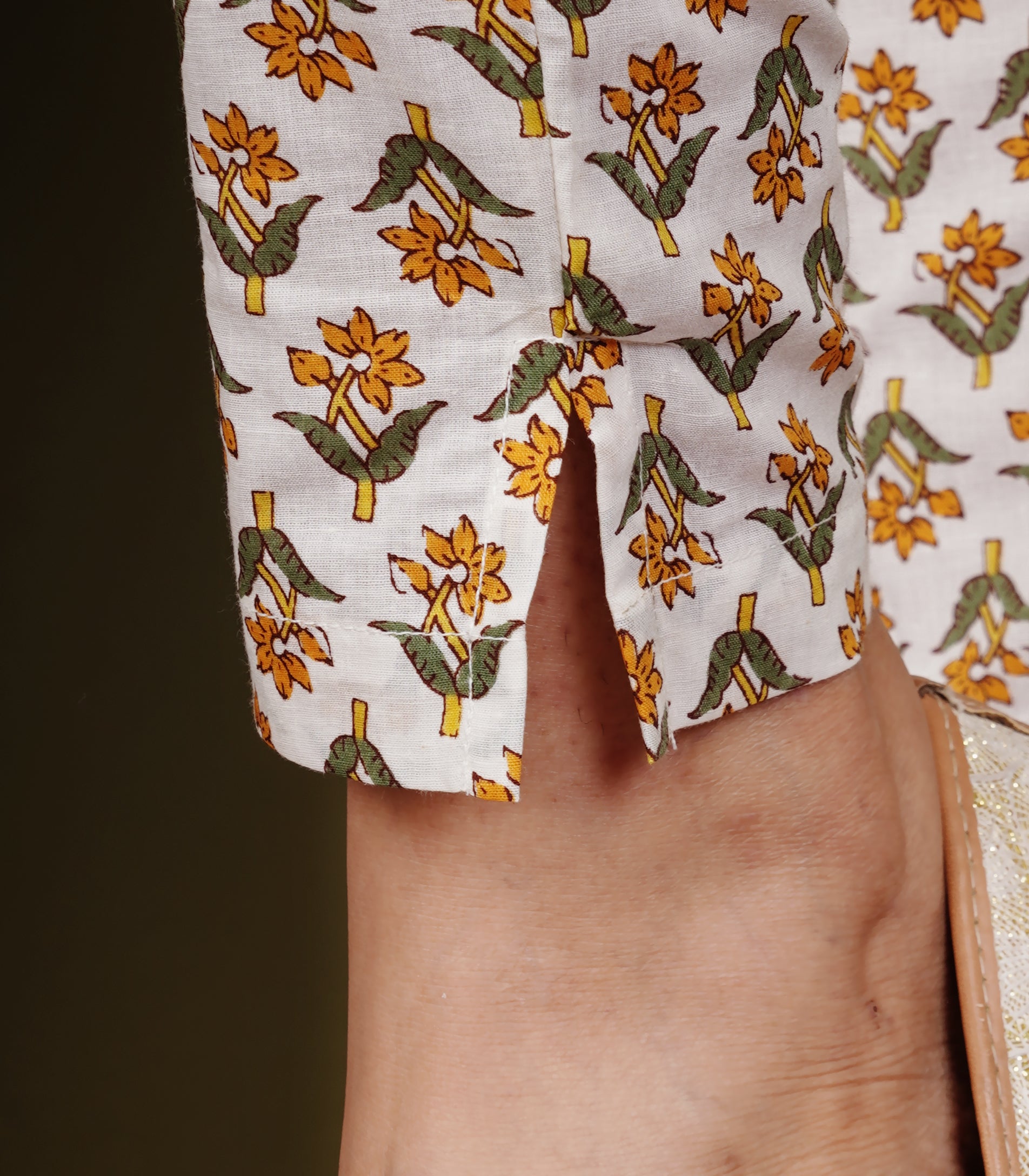 Yellow floral straight kurti pant dupatta