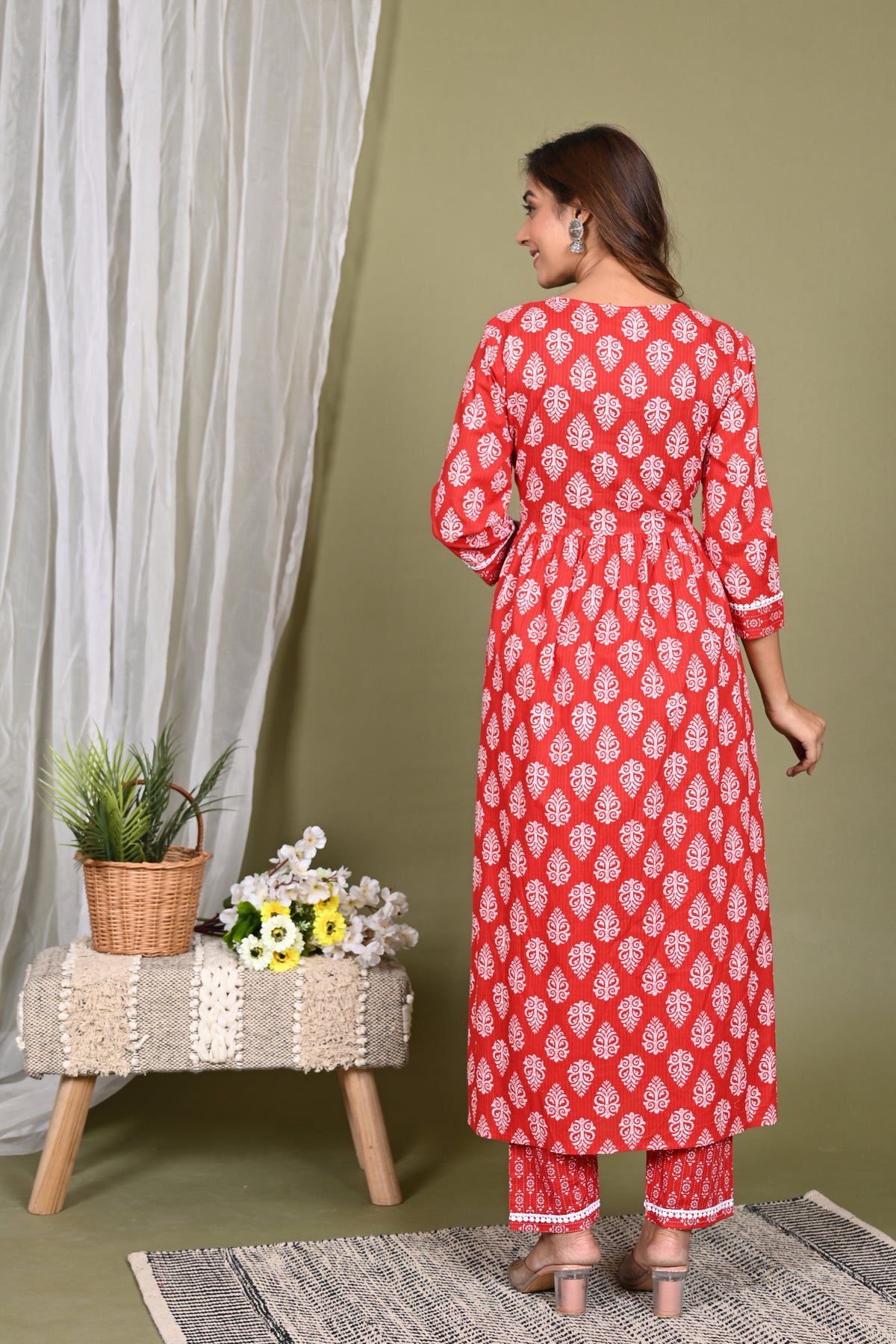 Red Naira Kurti pand dupatta set