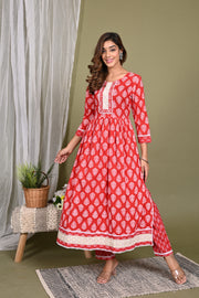Red Naira Kurti pand dupatta set