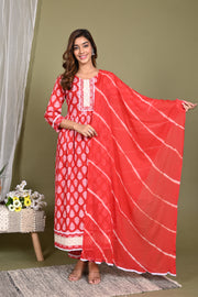 Red Naira Kurti pand dupatta set