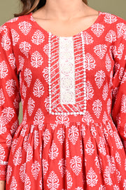 Red Naira Kurti pand dupatta set