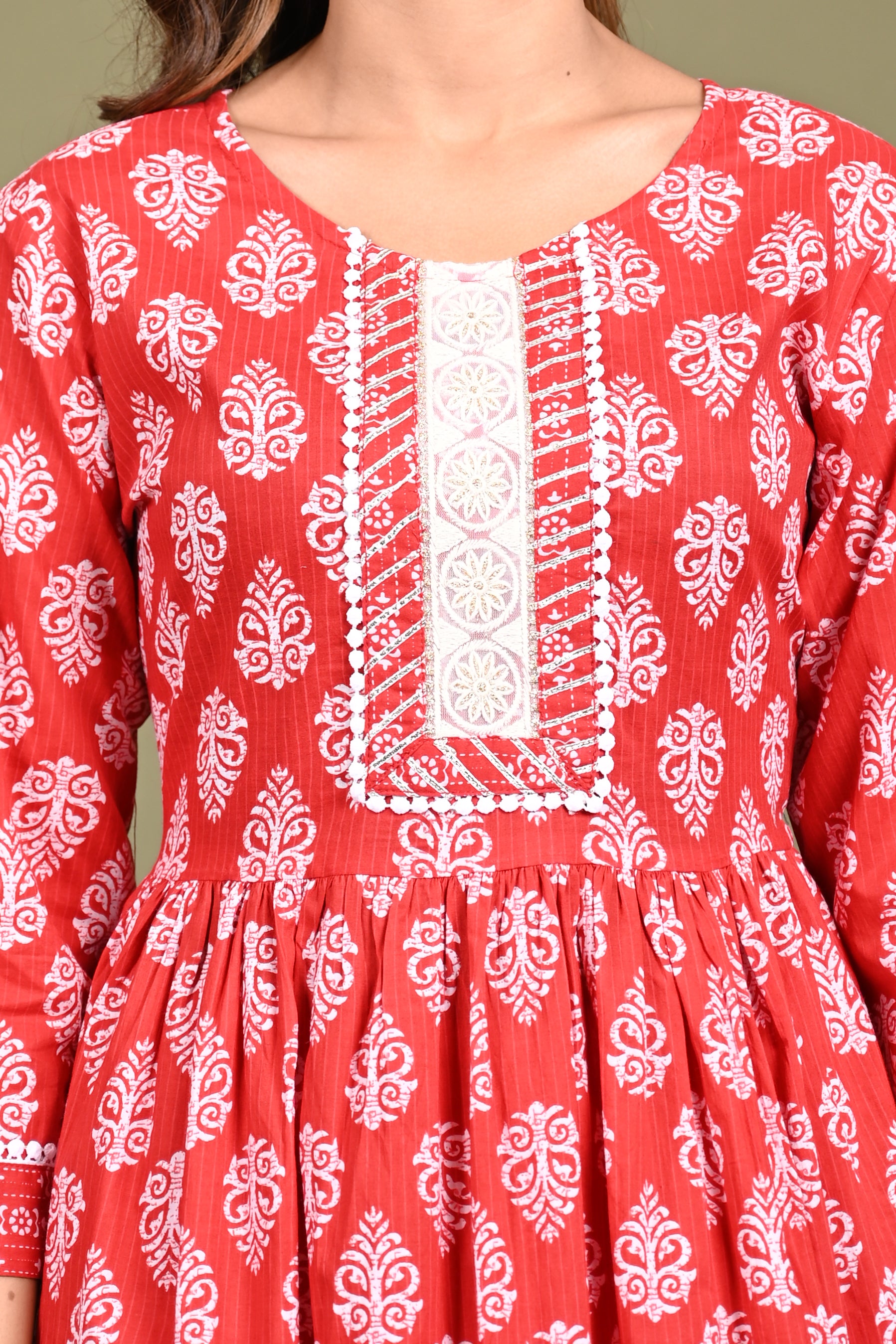 Red Naira Kurti pand dupatta set