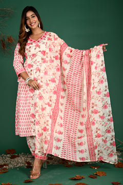 Blue V-neck kurti pant dupatta