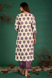 Cream v-neck kurti