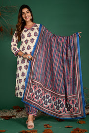Cream v-neck kurti
