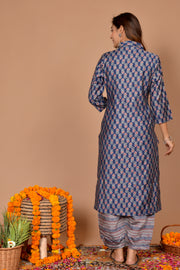 navy,rose gold,grey Kurti pant set