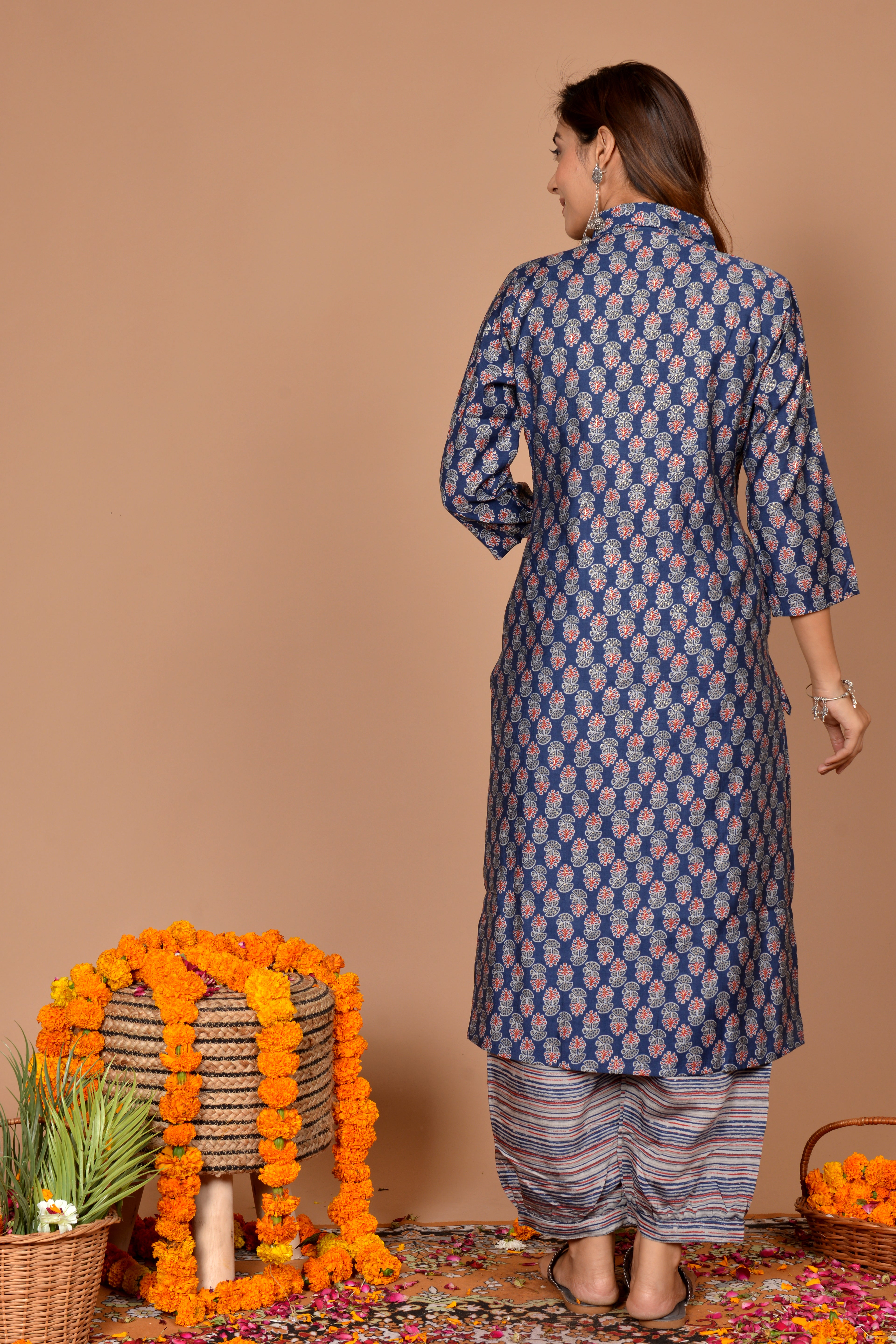 navy,rose gold,grey Kurti pant set