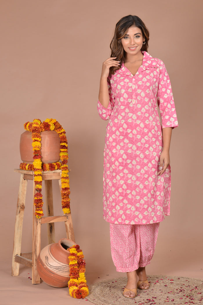 Pink Kurtis with afghani pant