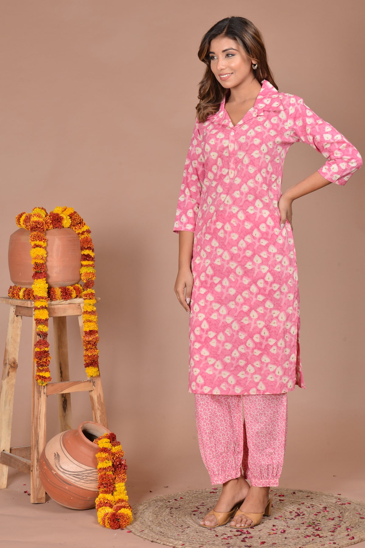 Pink Kurtis with afghani pant