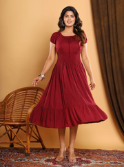 Rajools Solid Viscose Rayon A-line Kurta for Women