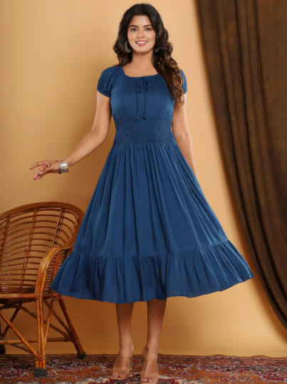 Rajools Solid Viscose Rayon A-line Kurta for Women