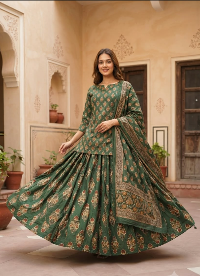 Printed Ready to Wear Lehenga & Blouse With Dupatta