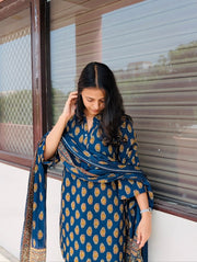 Blue Farsi salwar dupatta set