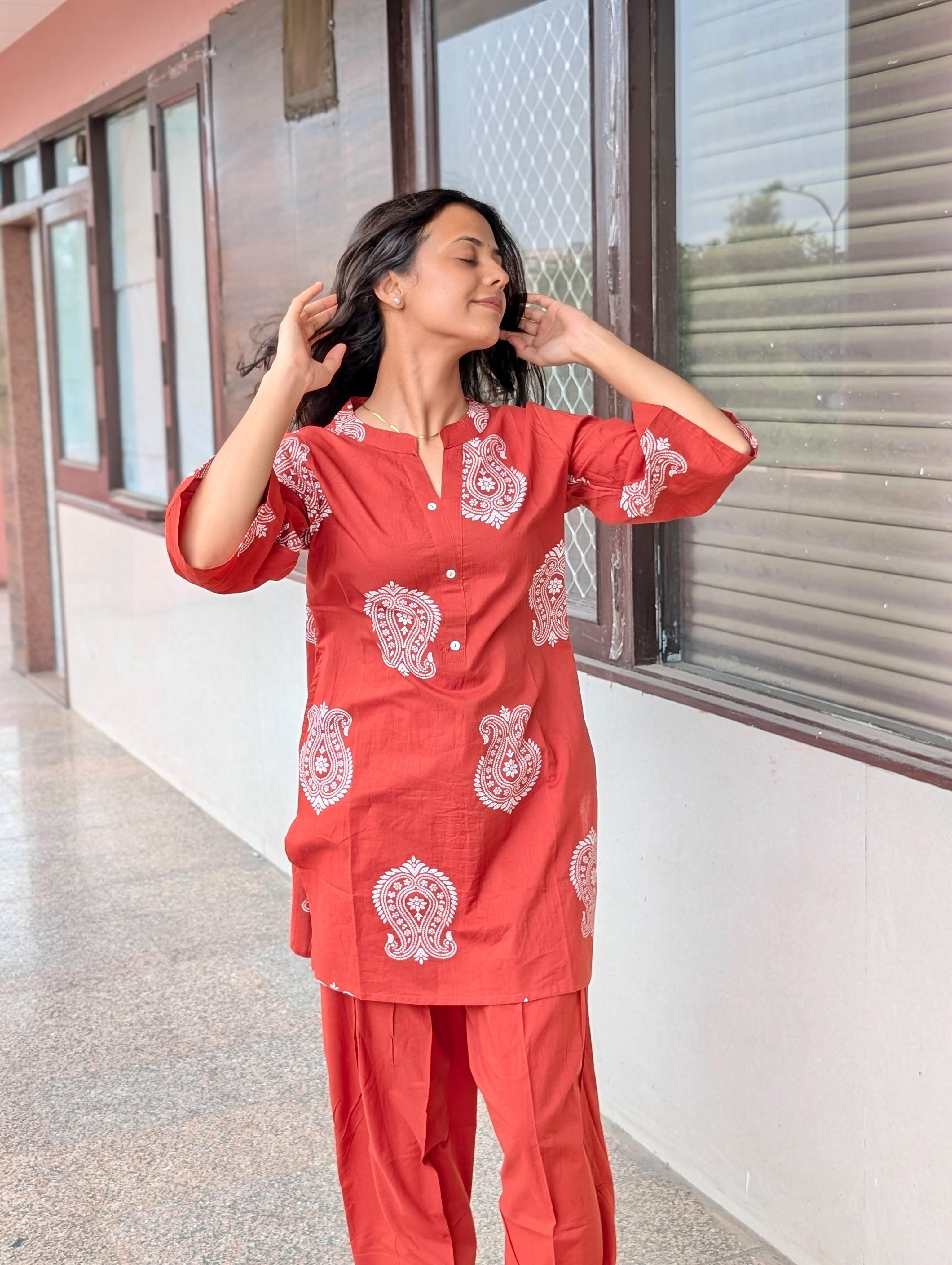 Red Farsi salwar set