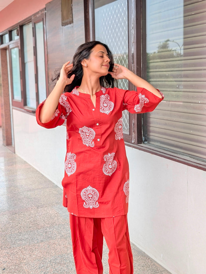 Red Farsi salwar set