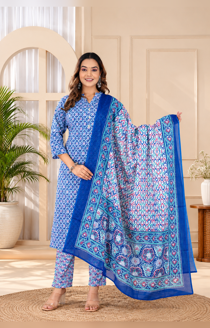 Blue collared neck kurti