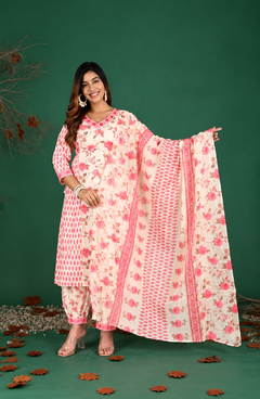 Blue V-neck kurti pant dupatta