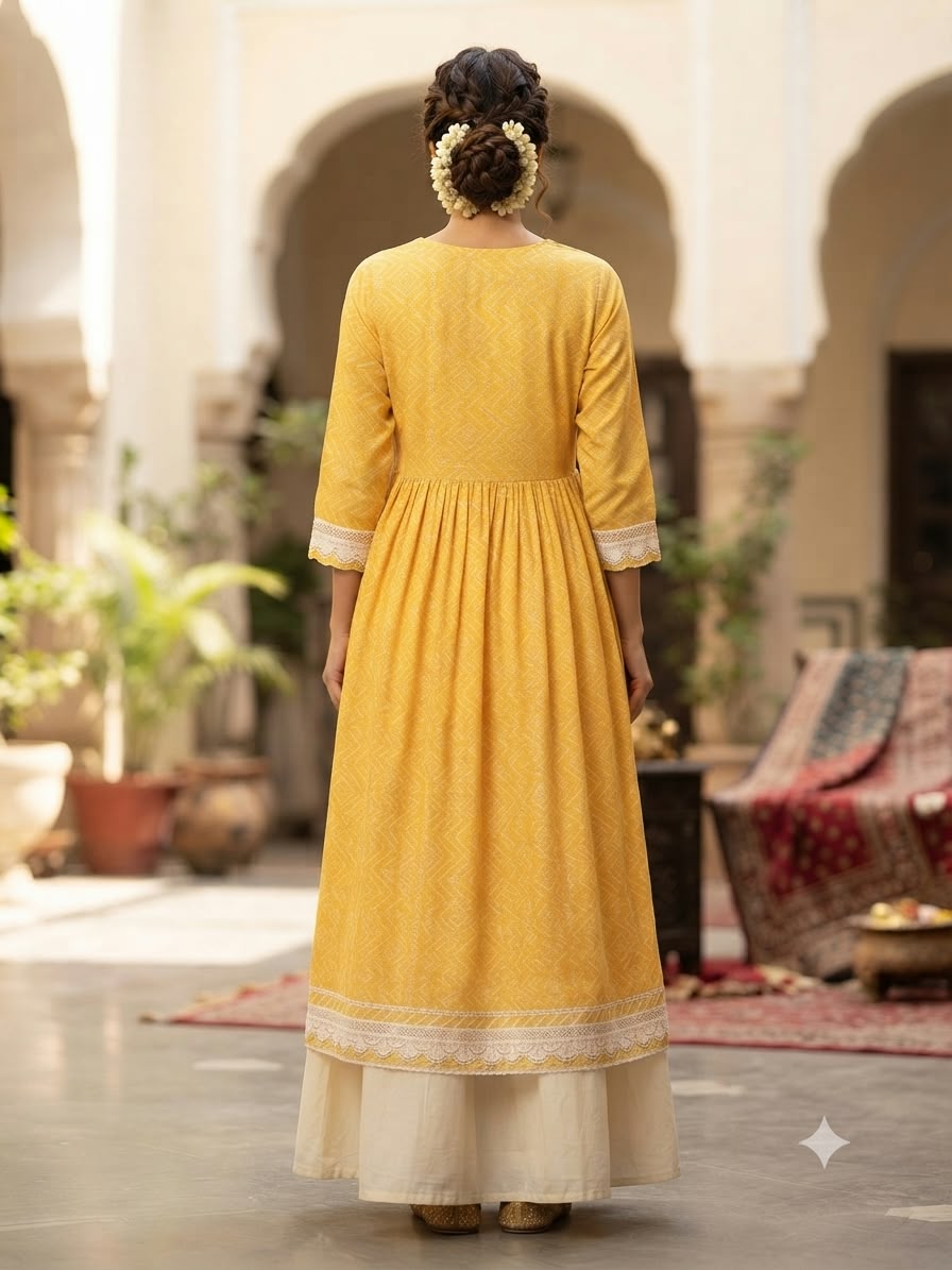 Dhandiya Special Yellow Kurti